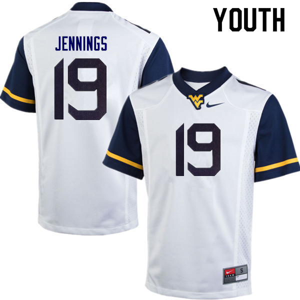 NCAA Youth Ali Jennings West Virginia Mountaineers White #19 Nike Stitched Football College Authentic Jersey RD23M82YA